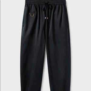 Silk Laundry Black Silk Track Pant